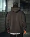Erkek 3 İplik Pamuklu Kapüşonlu Basic SweatShirt Hoodie - Füme