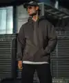 Erkek 3 İplik Pamuklu Kapüşonlu Basic SweatShirt Hoodie - Füme