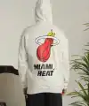 Erkek 3 İplik Pamuklu Kapüşonlu Baskılı Cepli Oversize Sweatshirt Hoodie - Beyaz