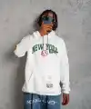 Erkek 3 İplik Pamuklu Kapüşonlu Baskılı Cepli Oversize Sweatshirt Hoodie - Beyaz