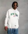 Erkek 3 İplik Pamuklu Kapüşonlu Baskılı Cepli Oversize Sweatshirt Hoodie - Beyaz