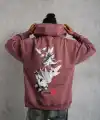 Erkek 3 İplik Pamuklu Kapüşonlu Baskılı Cepli Oversize Sweatshirt Hoodie - Gül Kurusu