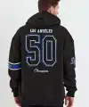 Erkek 3 İplik Pamuklu Kapüşonlu Baskılı Cepli Oversize Sweatshirt Hoodie - Siyah
