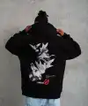 Erkek 3 İplik Pamuklu Kapüşonlu Baskılı Cepli Oversize Sweatshirt Hoodie - Siyah