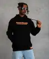 Erkek 3 İplik Pamuklu Kapüşonlu Baskılı Cepli Oversize Sweatshirt Hoodie - Siyah