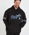 Erkek 3 İplik Pamuklu Kapüşonlu Baskılı Cepli Oversize Sweatshirt Hoodie - Siyah