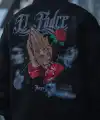 Erkek 3 İplik Pamuklu Kapüşonlu Baskılı Cepli Oversize Sweatshirt Hoodie - Siyah