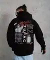 Erkek 3 İplik Pamuklu Kapüşonlu Baskılı Cepli Oversize Sweatshirt Hoodie - Siyah
