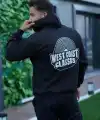 Erkek 3 İplik Pamuklu Kapüşonlu Baskılı Cepli Oversize Sweatshirt Hoodie - Siyah