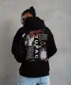 Erkek 3 İplik Pamuklu Kapüşonlu Baskılı Cepli Oversize Sweatshirt Hoodie - Siyah