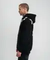 Erkek 3 İplik Pamuklu Kapüşonlu Baskılı Cepli Oversize Sweatshirt Hoodie - Siyah
