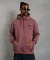 Erkek 3 İplik Pamuklu Kapüşonlu Baskılı Cepli Sweatshirt Hoodie - Gül Kurusu