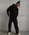 Erkek 3 İplik Pamuklu Kapüşonlu Cepli Düz Oversize Hoodie Sweatshirt - Siyah