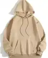 Erkek 3 İplik Pamuklu Kapüşonlu Kanguru Cepli Sweatshirt Hoodie -  Bej