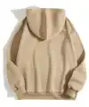 Erkek 3 İplik Pamuklu Kapüşonlu Kanguru Cepli Sweatshirt Hoodie -  Bej