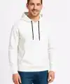 Erkek 3 İplik Pamuklu Kapüşonlu Kanguru Cepli SweatShirt hoodie - Beyaz