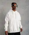 Erkek 3 İplik Pamuklu Kapüşonlu Kanguru Cepli Sweatshirt Hoodie - Beyaz