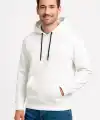 Erkek 3 İplik Pamuklu Kapüşonlu Kanguru Cepli SweatShirt hoodie - Beyaz