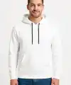 Erkek 3 İplik Pamuklu Kapüşonlu Kanguru Cepli SweatShirt hoodie - Beyaz