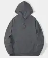 Erkek 3 İplik Pamuklu Kapüşonlu Kanguru Cepli Sweatshirt Hoodie -  Füme