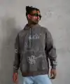 Erkek 3 İplik Pamuklu Kapüşonlu Kanguru Cepli Sweatshirt Hoodie -  Gri