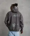 Erkek 3 İplik Pamuklu Kapüşonlu Kanguru Cepli Sweatshirt Hoodie -  Gri