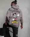 Erkek 3 İplik Pamuklu Kapüşonlu Kanguru Cepli Sweatshirt Hoodie -  Gri