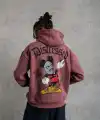 Erkek 3 İplik Pamuklu Kapüşonlu Kanguru Cepli Sweatshirt Hoodie - Gül Kurusu