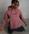 Erkek 3 İplik Pamuklu Kapüşonlu Kanguru Cepli Sweatshirt Hoodie - Gül Kurusu