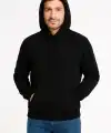 Erkek 3 İplik Pamuklu Kapüşonlu Kanguru Cepli SweatShirt hoodie - Siyah