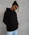 Erkek 3 İplik Pamuklu Kapüşonlu Kanguru Cepli Sweatshirt Hoodie -  Siyah