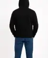 Erkek 3 İplik Pamuklu Kapüşonlu Kanguru Cepli SweatShirt hoodie - Siyah