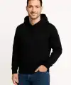Erkek 3 İplik Pamuklu Kapüşonlu Kanguru Cepli SweatShirt hoodie - Siyah