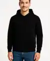 Erkek 3 İplik Pamuklu Kapüşonlu Kanguru Cepli SweatShirt hoodie - Siyah