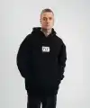 ERKEK 3 İplik Pamuklu Kapüşonlu Patchli Nakışlı Hoodie SweatShirt - Siyah