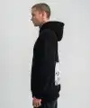 ERKEK 3 İplik Pamuklu Kapüşonlu Patchli Nakışlı Hoodie SweatShirt - Siyah