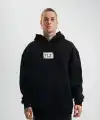 ERKEK 3 İplik Pamuklu Kapüşonlu Patchli Nakışlı Hoodie SweatShirt - Siyah