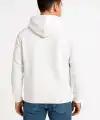 Erkek 3 İplik Pamuklu Kapüşonlu Tam Fermuarlı Cepli Hoodie Sweatshirt - Beyaz
