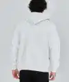 Erkek 3 İplik Pamuklu Kapüşonlu Tam Fermuarlı Cepli Hoodie Sweatshirt - Beyaz