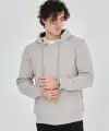 Erkek 3 İplik Pamuklu Kapüşonlu Tam Fermuarlı Cepli Hoodie Sweatshirt - Boyalı Gri