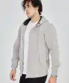 Erkek 3 İplik Pamuklu Kapüşonlu Tam Fermuarlı Cepli Hoodie Sweatshirt - Boyalı Gri