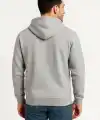 Erkek 3 İplik Pamuklu Kapüşonlu Tam Fermuarlı Cepli Hoodie Sweatshirt - Gri
