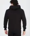 Erkek 3 İplik Pamuklu Kapüşonlu Tam Fermuarlı Cepli Hoodie Sweatshirt - Siyah