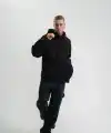 ERKEK 3 iplik Pamuklu Kapüşonlu Yıkamalı Nakışlı Hoodie SweatShirt - Siyah