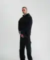 ERKEK 3 iplik Pamuklu Kapüşonlu Yıkamalı Nakışlı Hoodie SweatShirt - Siyah