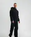 ERKEK 3 iplik Pamuklu Kapüşonlu Yıkamalı Nakışlı Hoodie SweatShirt - Siyah