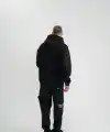 ERKEK 3 iplik Pamuklu Kapüşonlu Yıkamalı Nakışlı Hoodie SweatShirt - Siyah