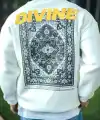 Erkek 3 iplik pamuklu Kışlık Bisiklet Yaka Baskılı SweatShirt - Beyaz