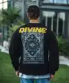 Erkek 3 iplik pamuklu Kışlık Bisiklet Yaka Baskılı SweatShirt - Siyah