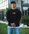 Erkek 3 iplik pamuklu Kışlık Bisiklet Yaka Baskılı SweatShirt - Siyah